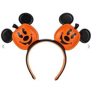 Disney Parks Mickey Mouse Halloween Jack-o'-Lantern Pumpkin Ears Headband